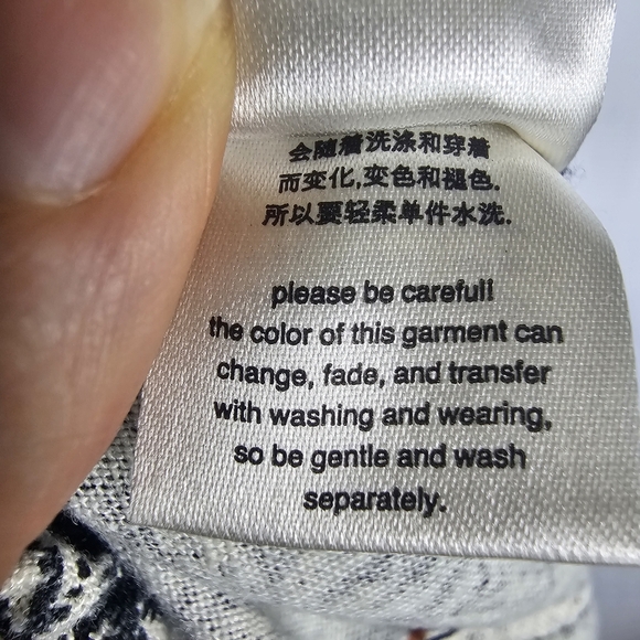 Anthropologie Linen Joggers Palm Leaf Pattern Black Ivory Drawstring Womens M - Picture 12 of 15